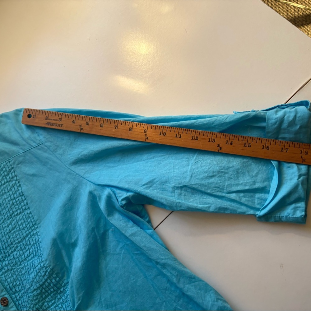 Women's plus size 2x pastel teal, thin, cotton top shirt blouse by Kim Rogers - Picture 8 of 8